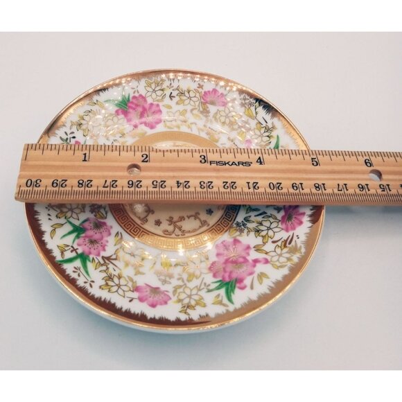 CC & T Porcelain Tea Cup Saucer Set With Pink Floral Design and Gold Accents - Picture 3 of 11